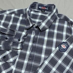 BOCOMAL Men's 2XL FR Fire Resistant Plaid Flannel Button-Front Work Shirt